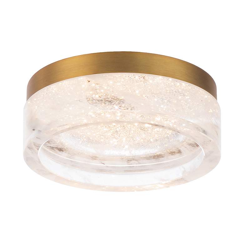 Image 2 Schonbek Melange 8" Wide Brass and Crystal Modern LED Ceiling Light
