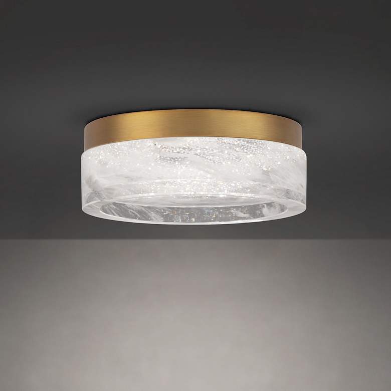 Image 1 Schonbek Melange 8" Wide Brass and Crystal Modern LED Ceiling Light