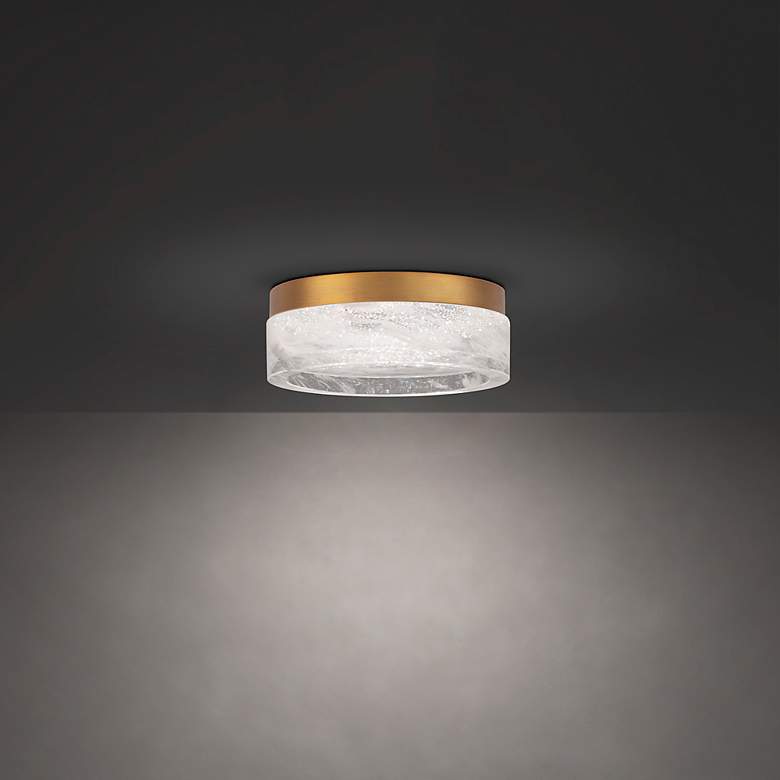 Image 3 Schonbek Melange 8" Wide Brass and Crystal Modern LED Ceiling Light more views
