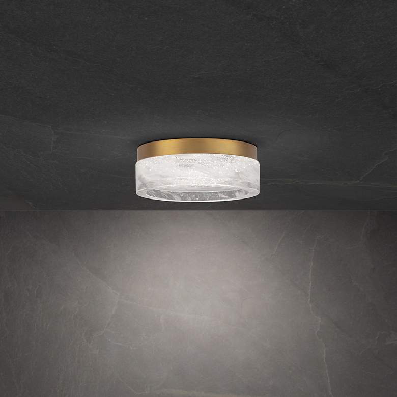 Image 5 Schonbek Melange 8" Wide Brass and Crystal Modern LED Ceiling Light more views