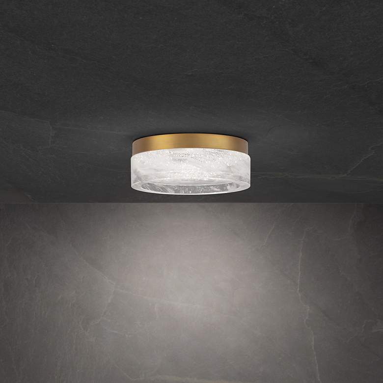 Image 4 Schonbek Melange 8 inch Wide Brass and Crystal Modern LED Ceiling Light more views