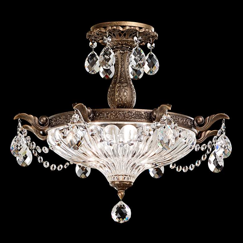 Image 1 Schonbek Milano 18 1/2 inchW Etruscan Gold Crystal Ceiling Light