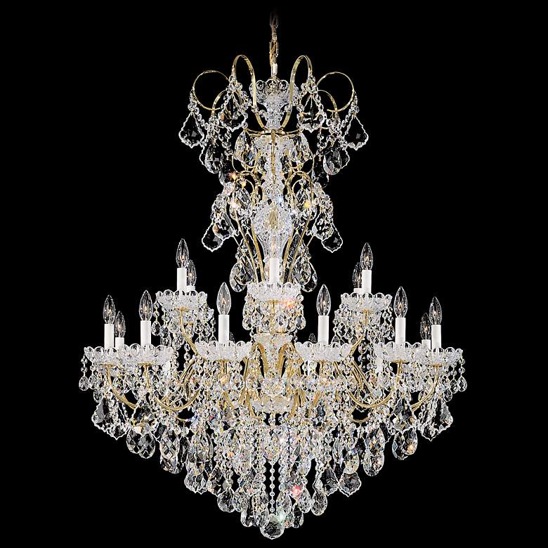 Image 1 Schonbek New Orleans 36 inchW Gold Hand-Cut Crystal Chandelier