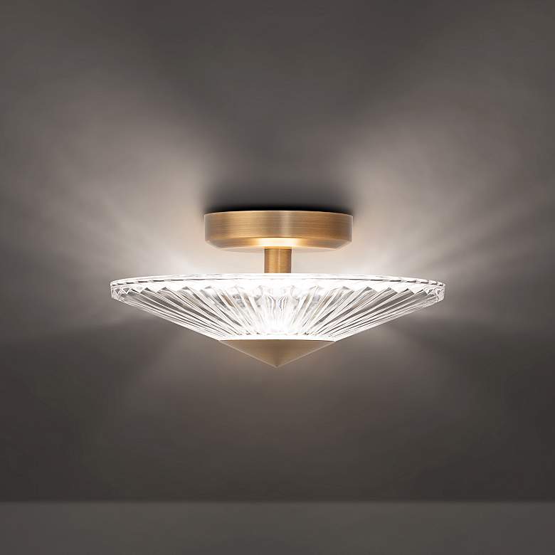 Image 1 Schonbek Origami 12" Wide Aged Brass LED Ceiling Light