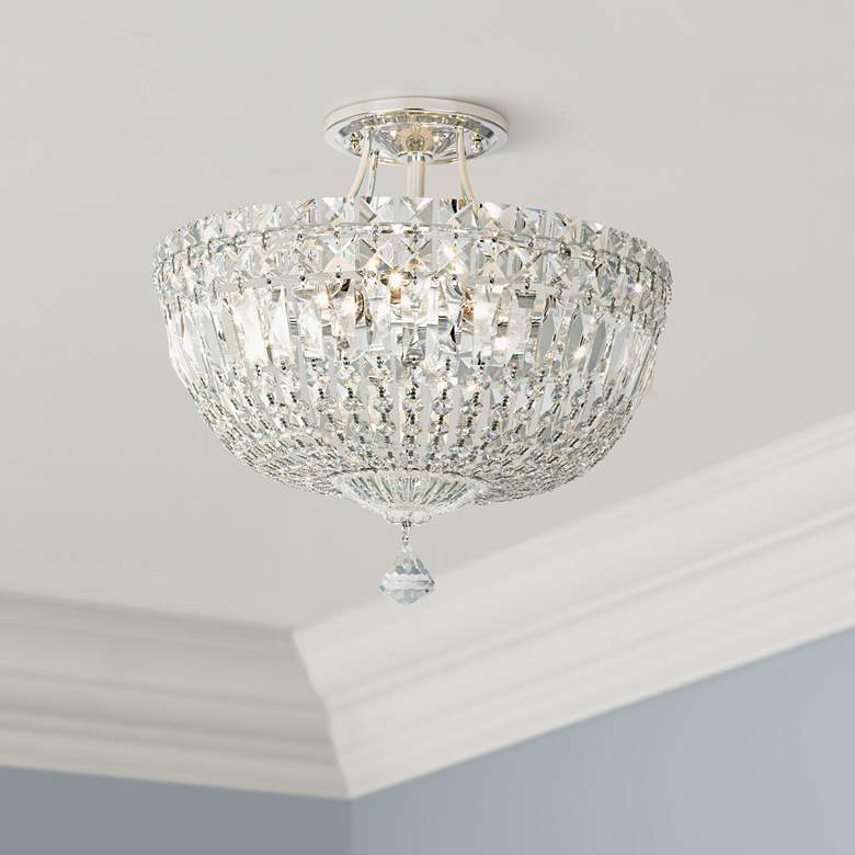 Image 1 Schonbek Petite Crystal Silver 13" H Swarovski Ceiling Light