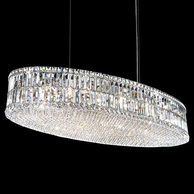 Image 1 Schonbek Plaza 48 inchW Polished Silver Crystal Pendant Light