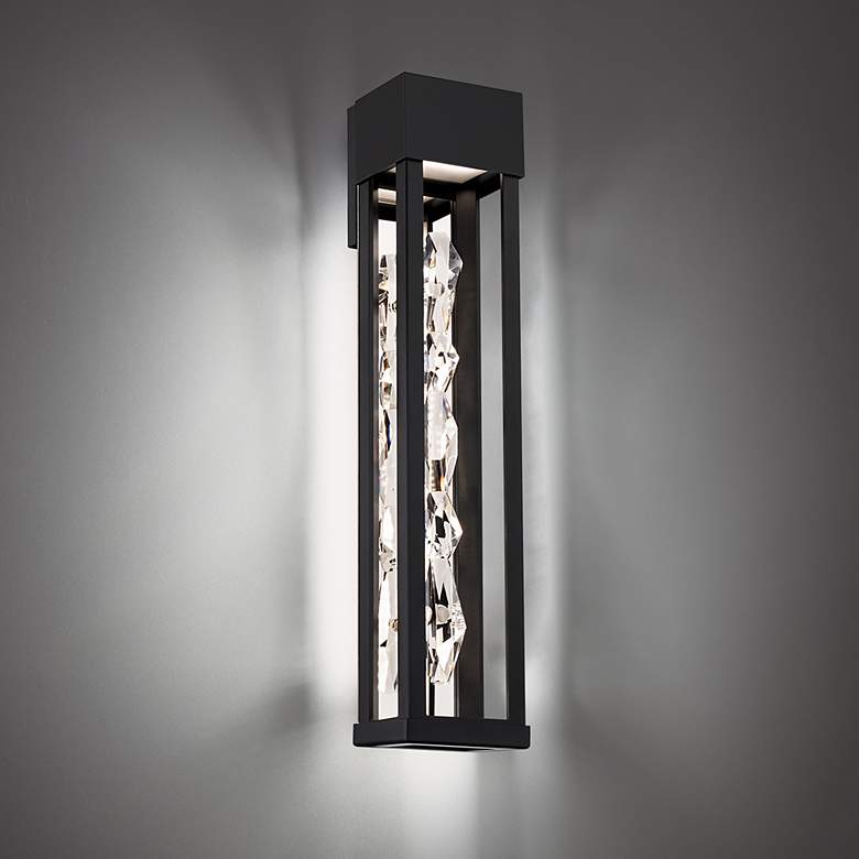 Image 1 Schonbek Polar 22" High Black Crystal LED Outdoor Wall Light