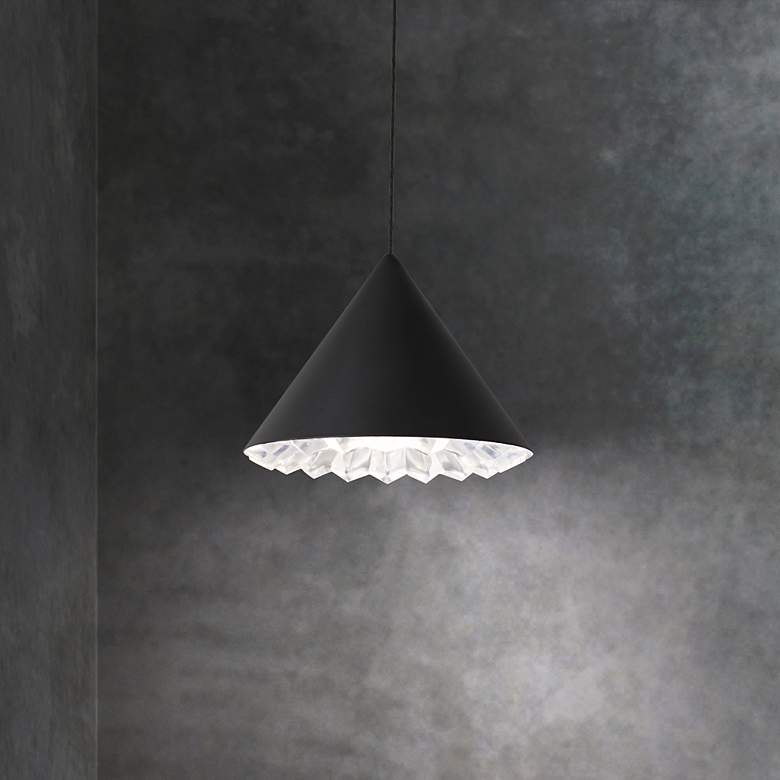 Image 2 Schonbek Primrose Black 8" Wide Modern Cone LED Mini Pendant