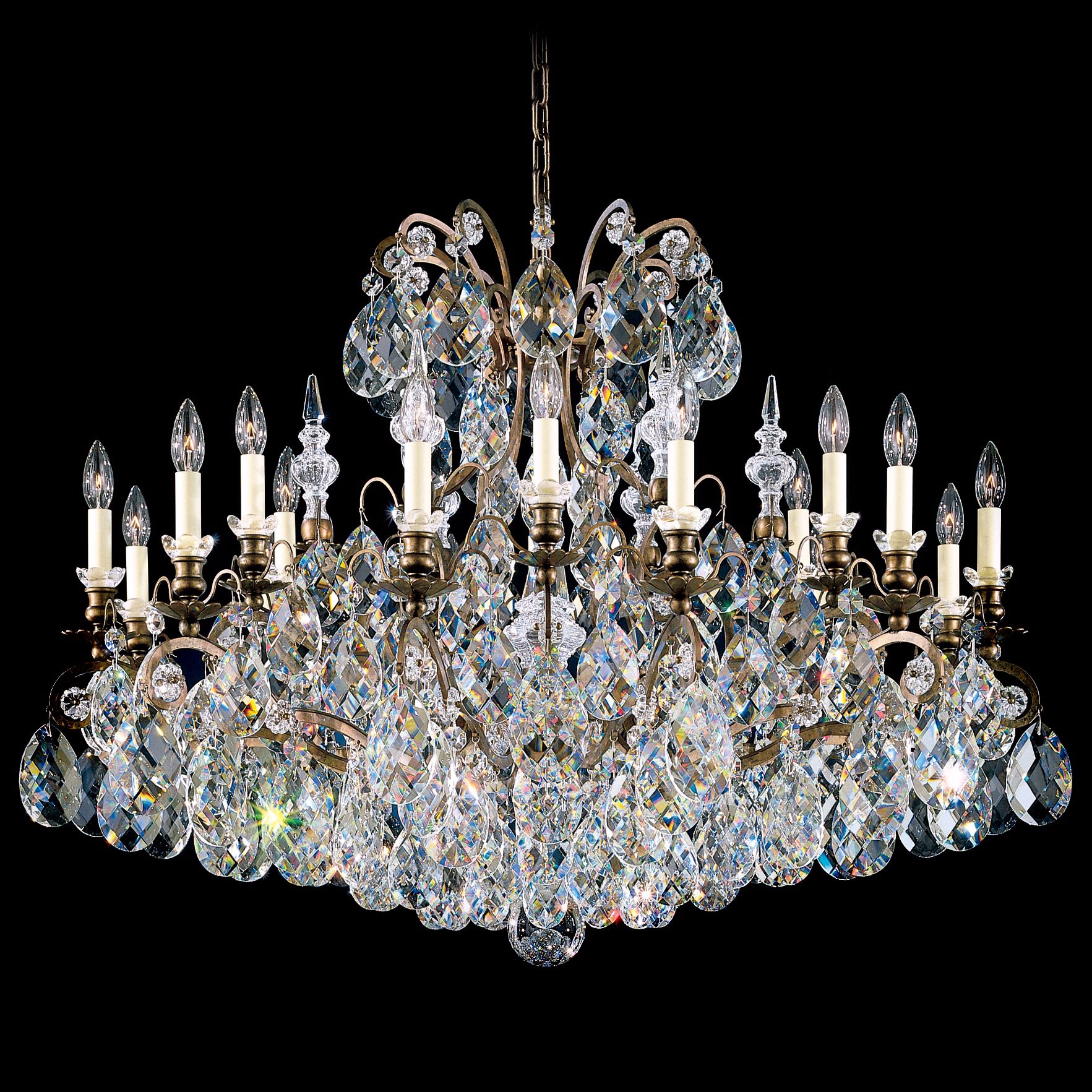 wide crystal chandelier