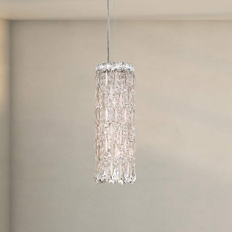 Image 5 Schonbek Sarella 5" Wide Silver and Crystal Column Pendant more views