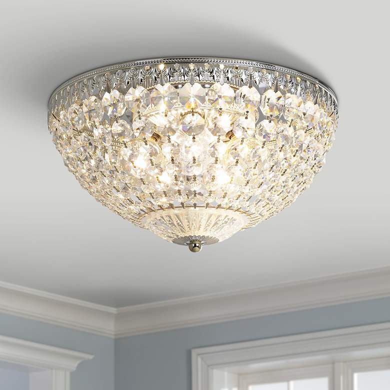 Image 1 Schonbek Silver 12 inch Wide Crystal Ceiling Light