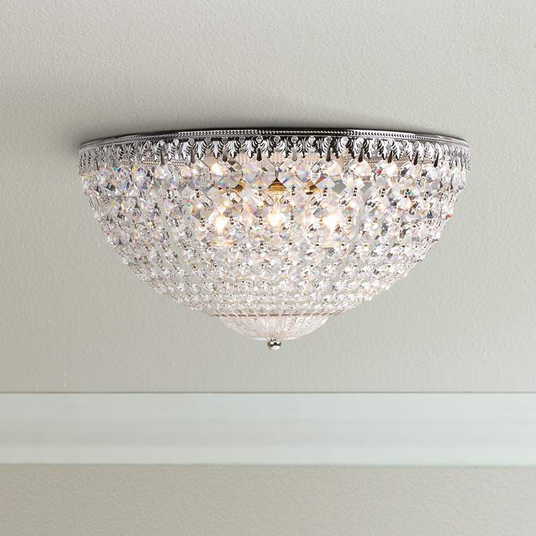 Image 1 Schonbek Silver 14 inch Wide Swarovski Crystal Ceiling Light