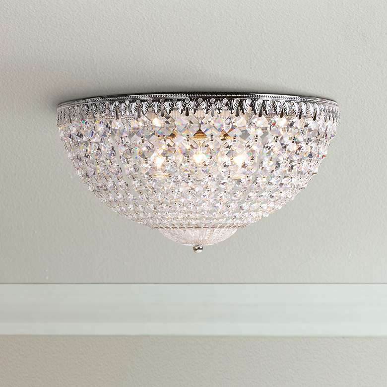 Image 1 Schonbek Silver 14" Wide Swarovski Crystal Ceiling Light