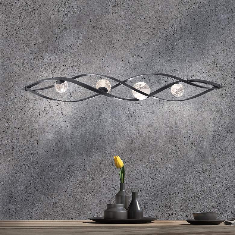 Image 2 Schonbek Slipstream 56.3" 4-Light Modern LED Crystal Linear Pendant