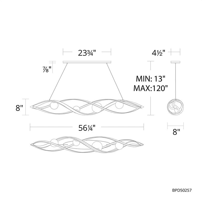 Image 7 Schonbek Slipstream 56.3" 4-Light Modern LED Crystal Linear Pendant more views