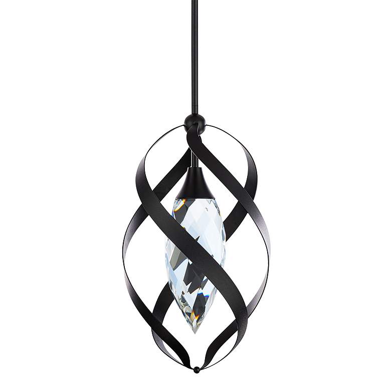 Image 2 Schonbek Solan 10" Wide Black Crystal LED Mini Pendant