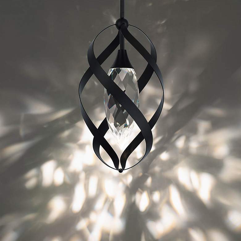 Image 5 Schonbek Solan 10" Wide Black Crystal LED Mini Pendant more views