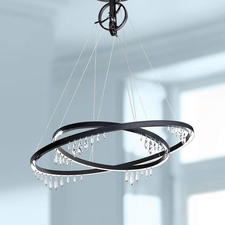 Image 1 Schonbek Solarius 39 inch Wide Black LED Modern Pendant Light Chandelier