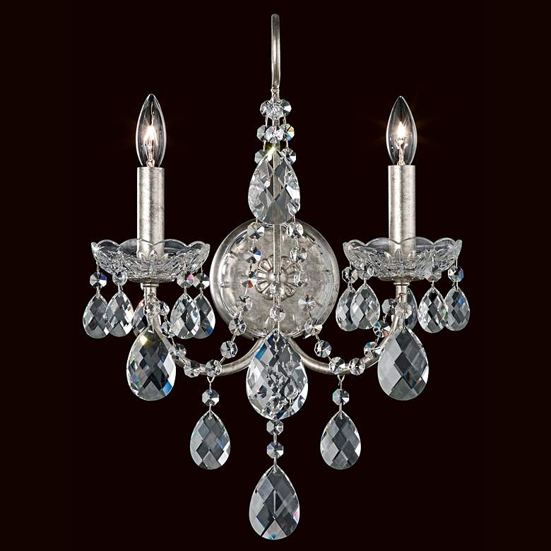 Schonbek Sonatina 17&quot; High Silver Crystal Wall Sconce