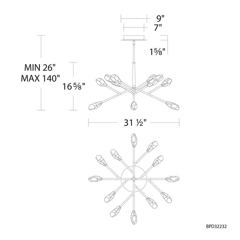 Image 5 Schonbek Synapse 31.5" Wide Multi-Arm Brass Finish LED Modern Pendant more views