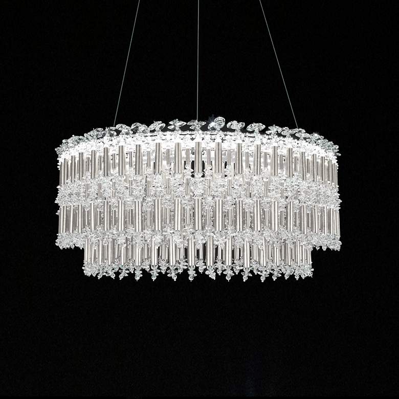 Image 1 Schonbek Tahitian 25" Wide Antique Silver Clear Crystal 1-Light Pendan
