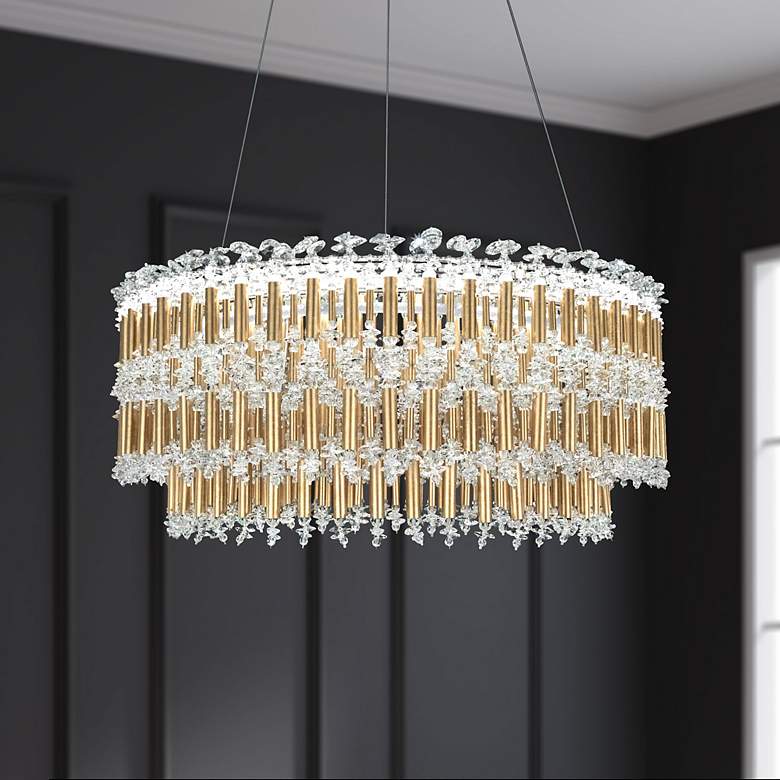 Image 1 Schonbek Tahitian 25" Wide Heirloom Gold Clear Crystal 1-Light Pendant