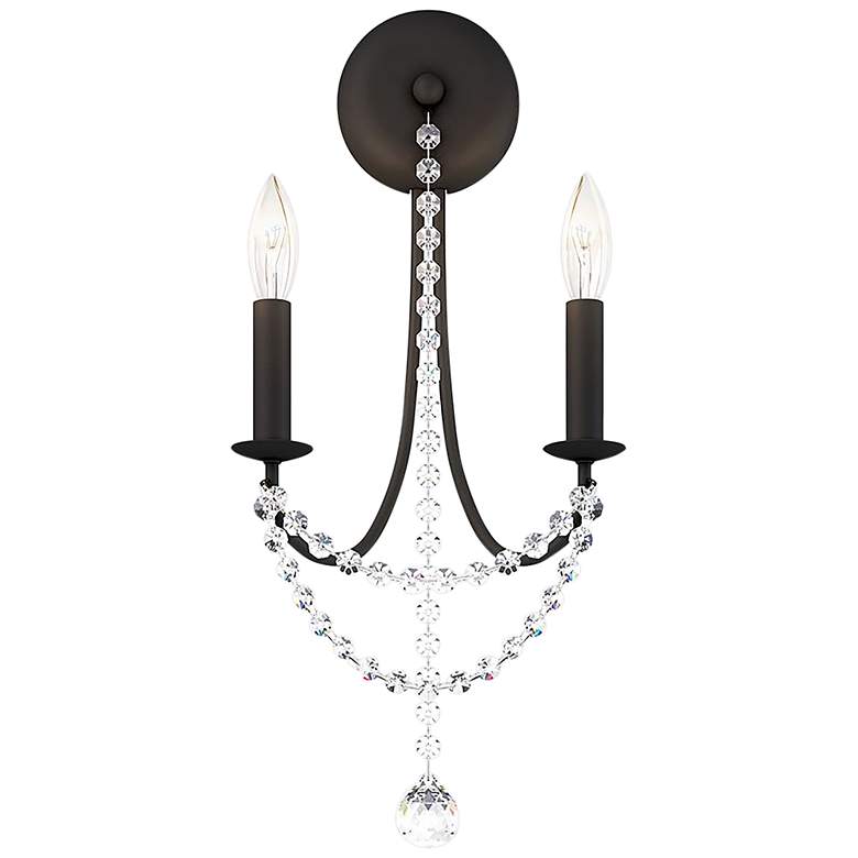 Image 1 Schonbek Verdana 19" High Matte Black 2-Light Wall Sconce