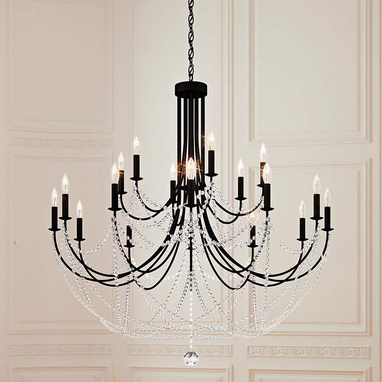 Image 1 Schonbek Verdana 43" Wide Black 18-Light Crystal Chandelier