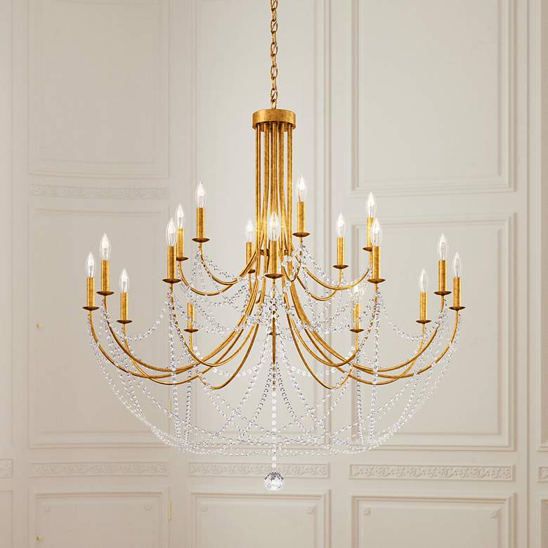 Image 1 Schonbek Verdana 43 inch Wide Gold 18-Light 2-Tier Pendant Light