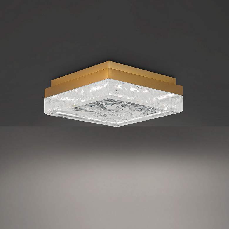 Image 1 Schonbek Whisper 12" Wide Aged Brass Metal LED Ceiling Light