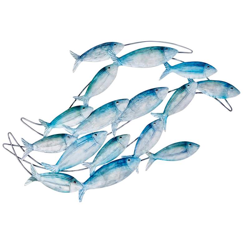 Image 1 School of Fish 26" Wide Blue Metal Wall Decor