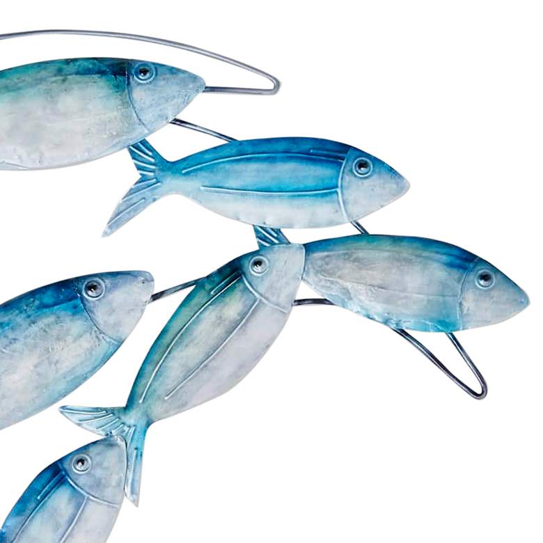 Image 2 School of Fish 26 inch Wide Blue Metal Wall Decor more views