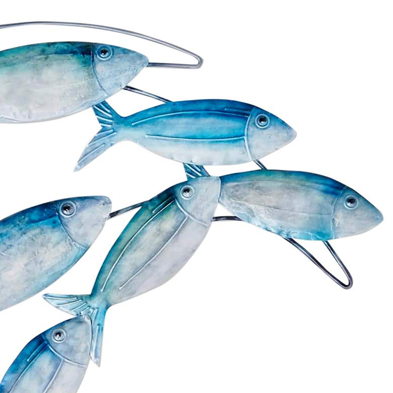 Image 2 School of Fish 26" Wide Blue Metal Wall Decor more views