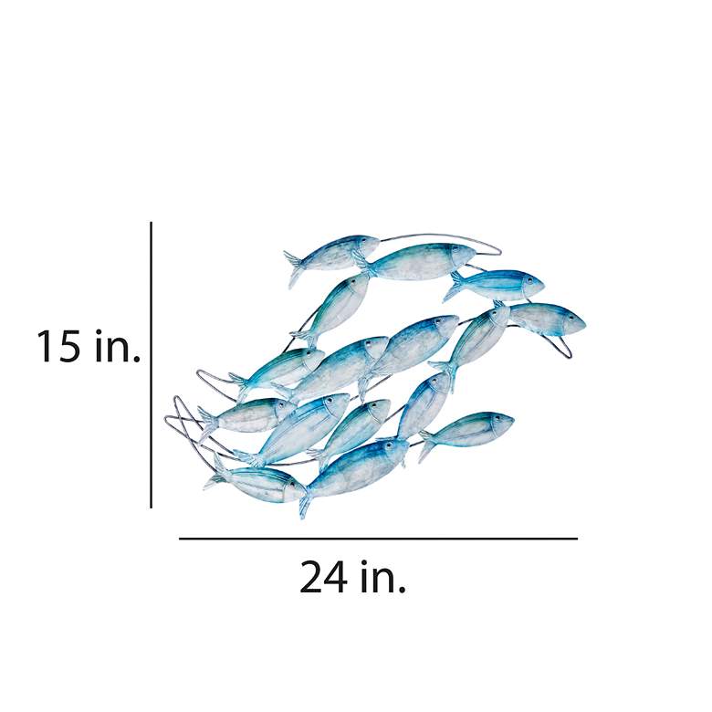 Image 4 School of Fish 26" Wide Blue Metal Wall Decor more views