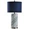 School of Fish Cylindrical Table Lamp - White, Silver, Sand - Navy Blue