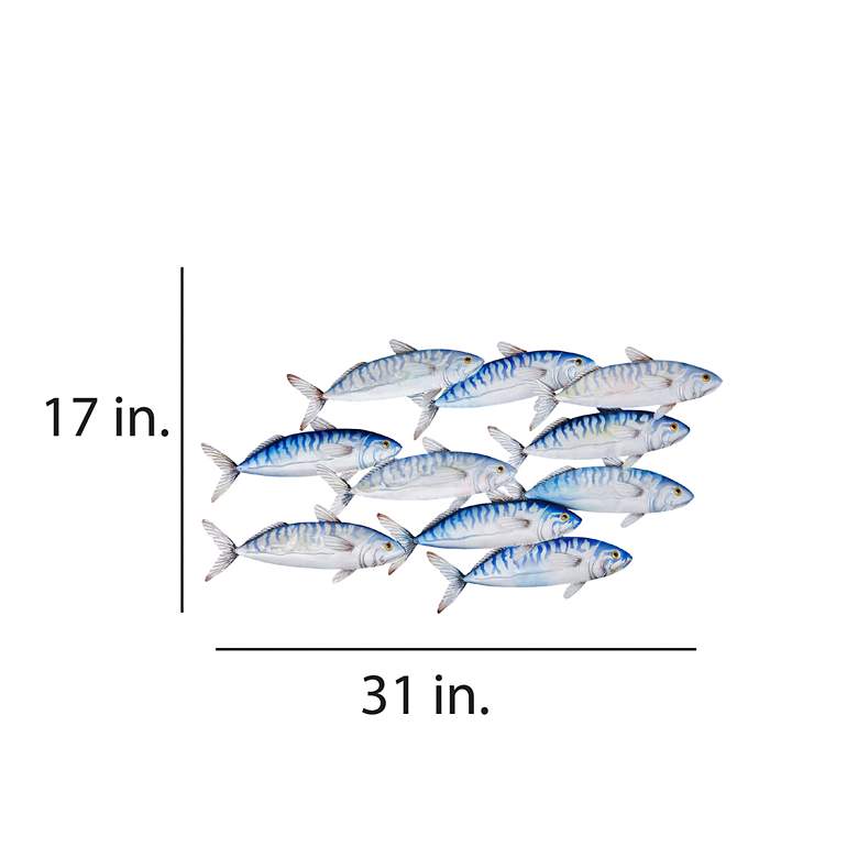 Image 5 School of Fish Stripes 32" Wide Blue Metal Wall Decor more views