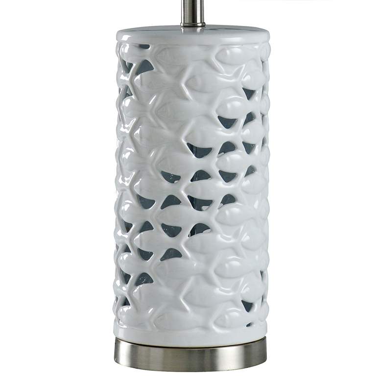 Image 4 School of Fish White Ceramic Cylinder Table Lamp more views