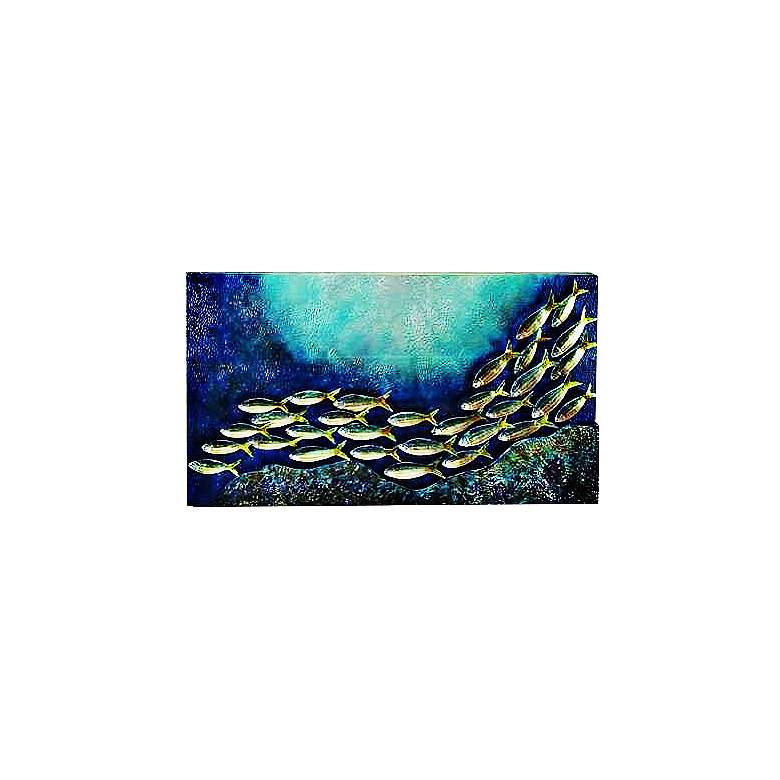 Image 1 School&#39;s Out for Fishes 40 inch Wide Metal Wall Art