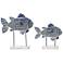 Schooled Blue Metal Fish Statues Set of 2