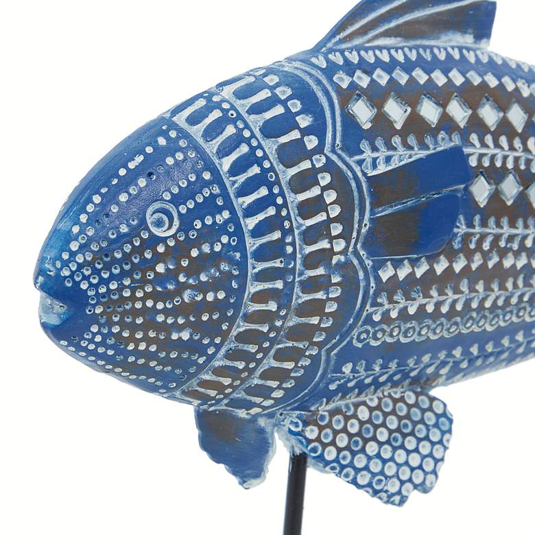 Image 3 Schooled Blue Metal Fish Statues Set of 2 more views