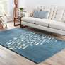 Thumbnail1 of Schooled COR01 2'x3' Blue and Gray Animal Wool Area Rug