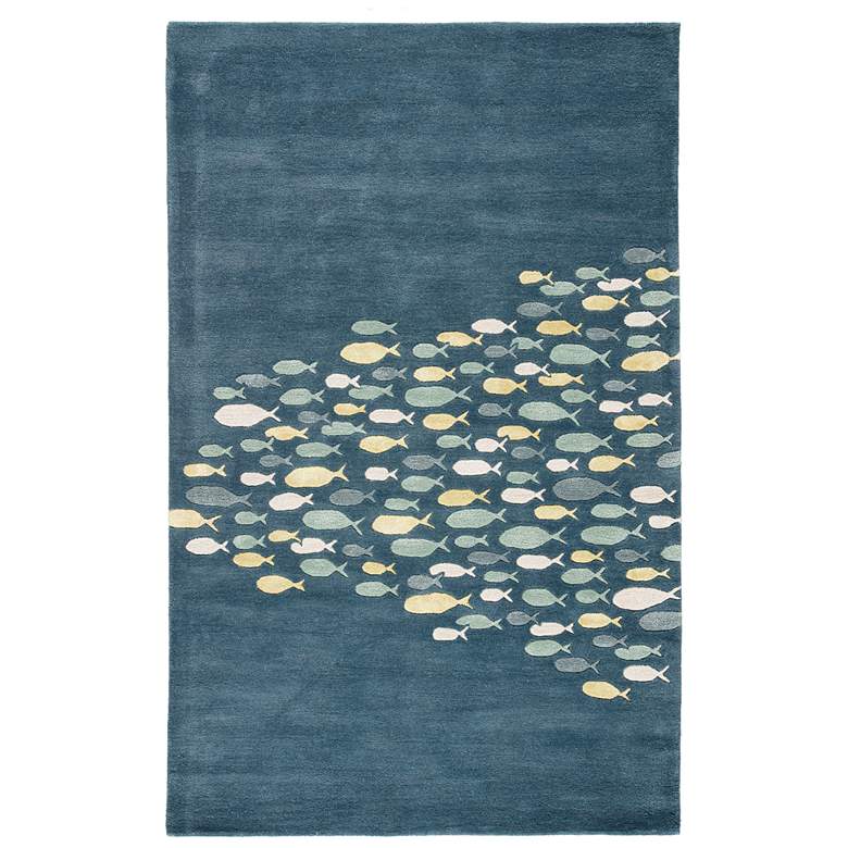 Image 2 Schooled COR01 5'x8' Blue and Gray Animal Wool Area Rug