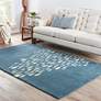 Schooled COR01 5&#39;x8&#39; Blue and Gray Animal Wool Area Rug