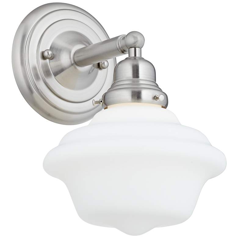 Image 1 Schoolhouse 10 inch High Brushed Nickel Wall Sconce