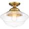 Schoolhouse 13" Wide Gold Metal Clear Glass Ceiling Light