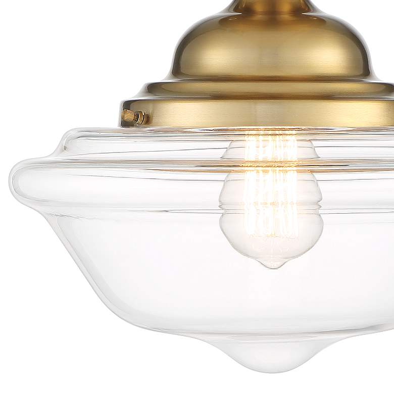 Schoolhouse 13&quot; Wide Gold Metal Clear Glass Ceiling Light more views