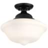 Schoolhouse 13"W Gloss Black and White Glass Ceiling Light
