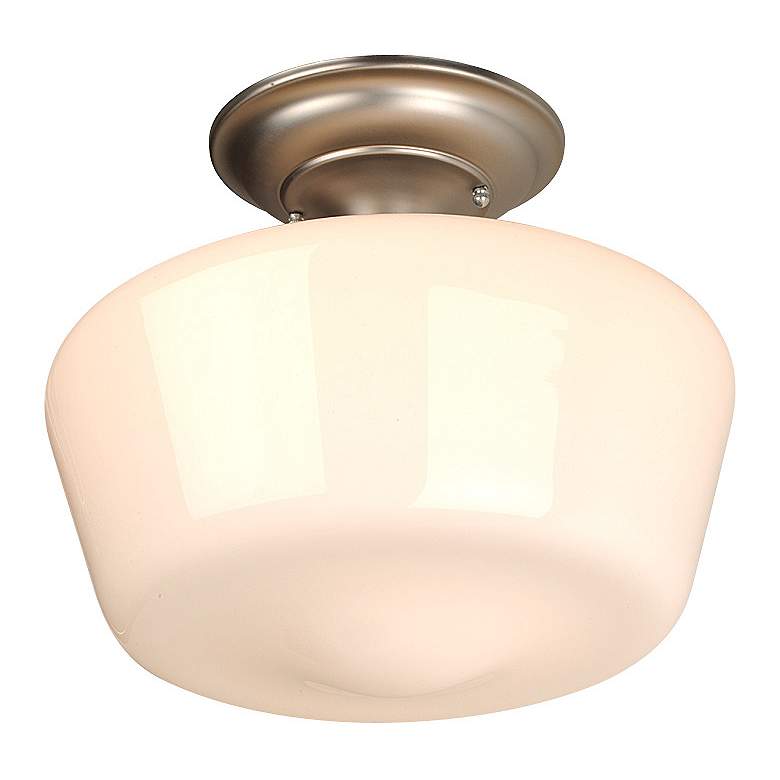 Image 1 Schoolhouse Brushed Steel 12 inch Wide Ceiling Light Fixture