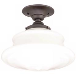 Schoolhouse Button 12 3/4” Wide Old Bronze Ceiling Light