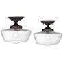 Schoolhouse Floating 12" Bronze Clear Glass Ceiling Lights Set of 2